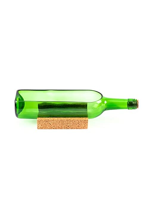 Kavi Serving Platter Includes 1 Platter with Cork Stand Upcyled from Glass Bottles Ideal for Serving Snacks Starters Cheese Fruits Green Color