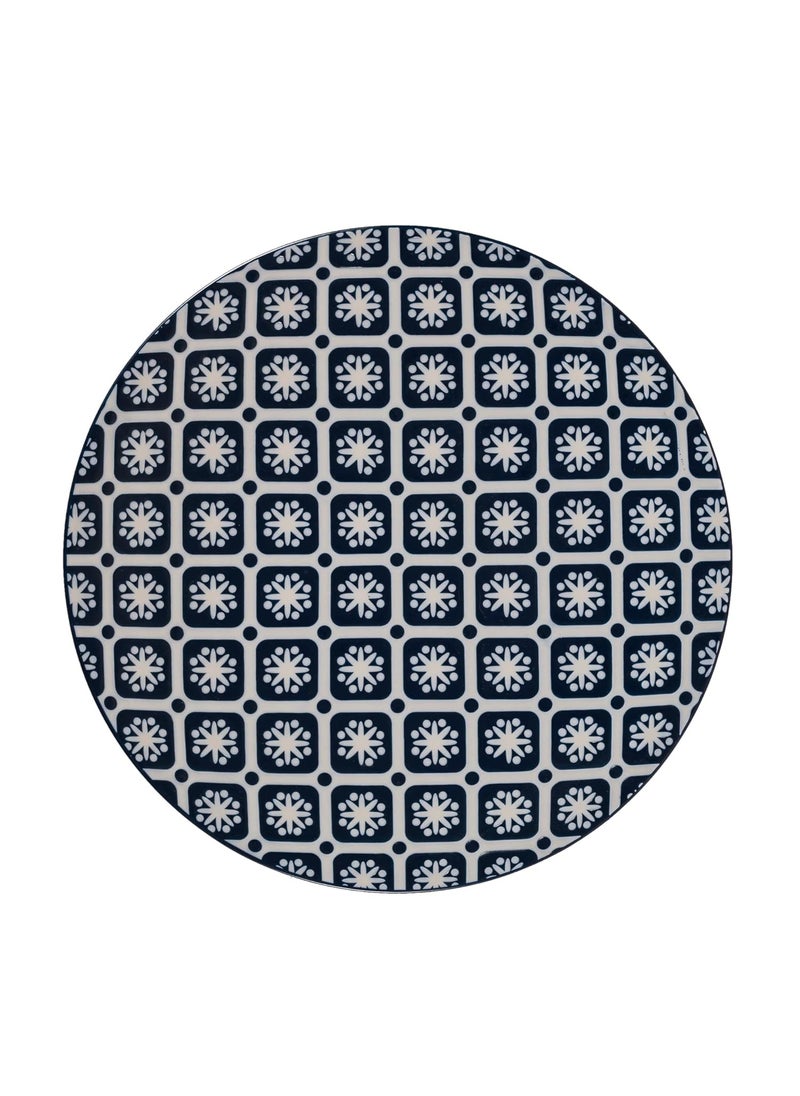 Hitkari Potteries Porcelain Rice Plate Set of 1 Pc Platter for Home Kitchen Rice Plate Set 31cm CinnaFlower