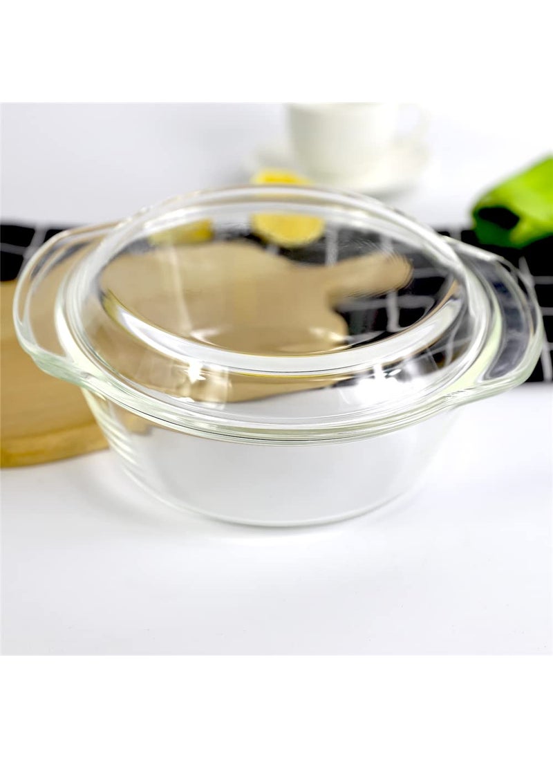 PUREFIT Borosilicate Glass Round Storage Multipurpose Casserole Microwave Oven freezer Safe Bake Serve 2000ml Pack of 4