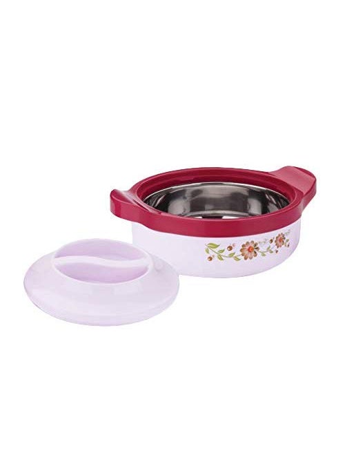 ALANG PRODUCTS Plastic Steel Casserole with Lid White Maroon