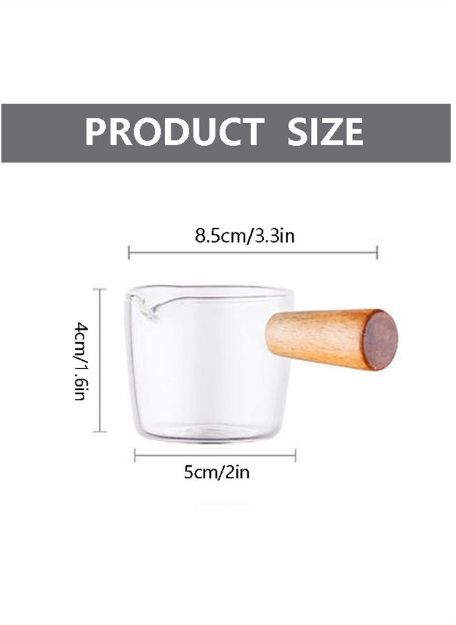 Creamer Dish Small Sauce Bowls, 2Pcs Prep Dip Dessert Dish Bowls with Handle Creamer Cup Mini Coffee Milk Creamer Serving Pitcher Jug, Borosilicate Glass Milk Dressing Server Pourer (S)