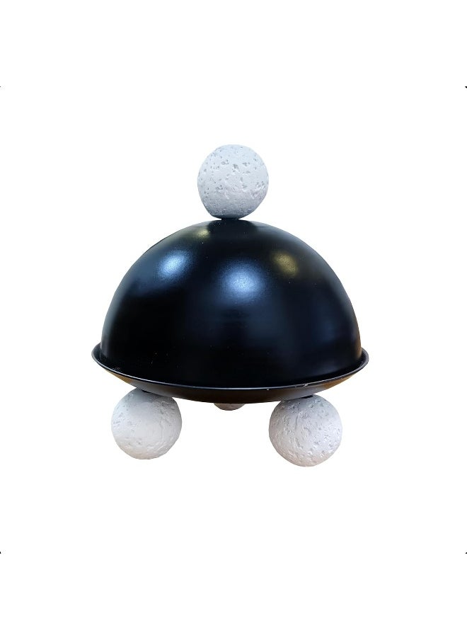 Modern Black Iron Turtle-Shaped Snack Bowl with Lid Decorative Candy Dish with White Ball Feet