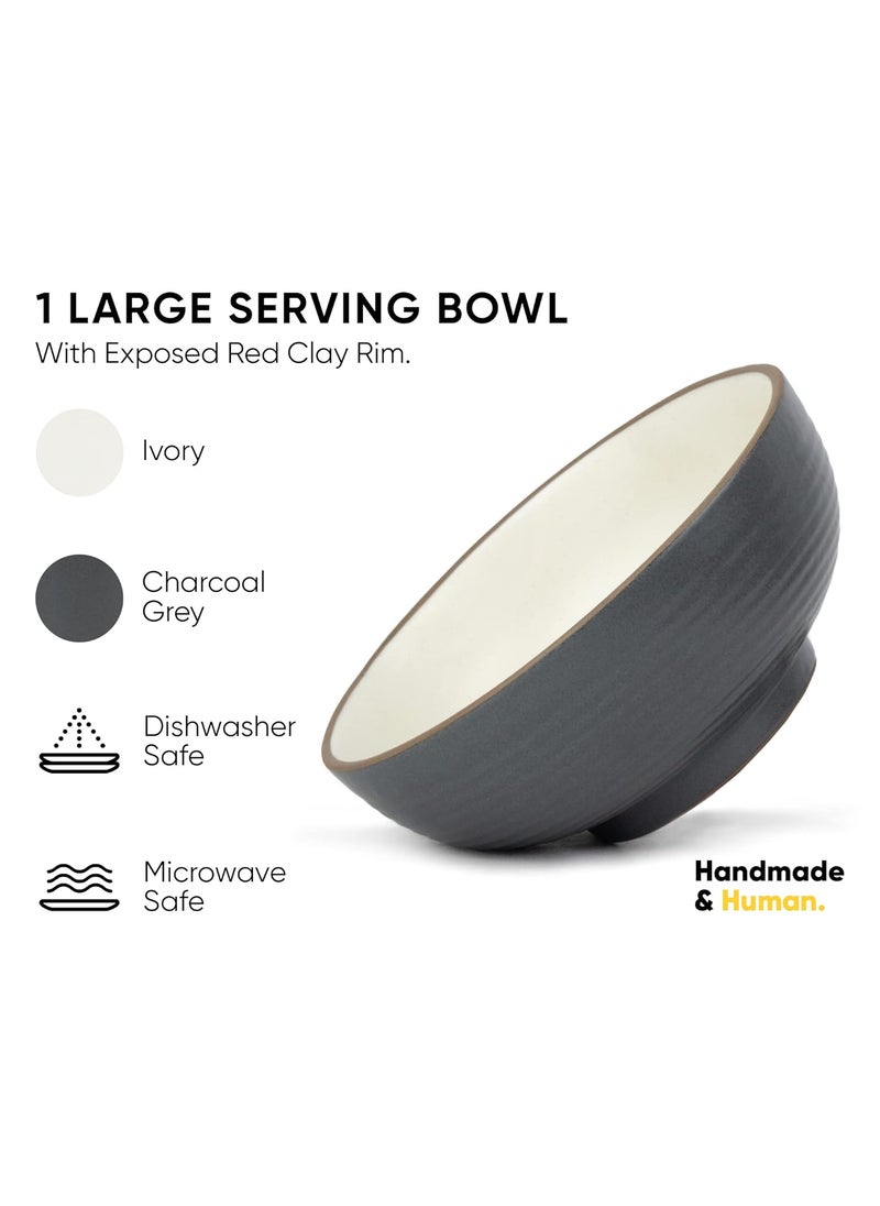 Shay Ceramic Serving Bowls Set 1500ml 1 Pc Grey White Glossy Finish Premium Ceramic Bowls Large Size Microwave Safe Bowls Bowl Sets Ceramic Bowl Large Bowl Grey White