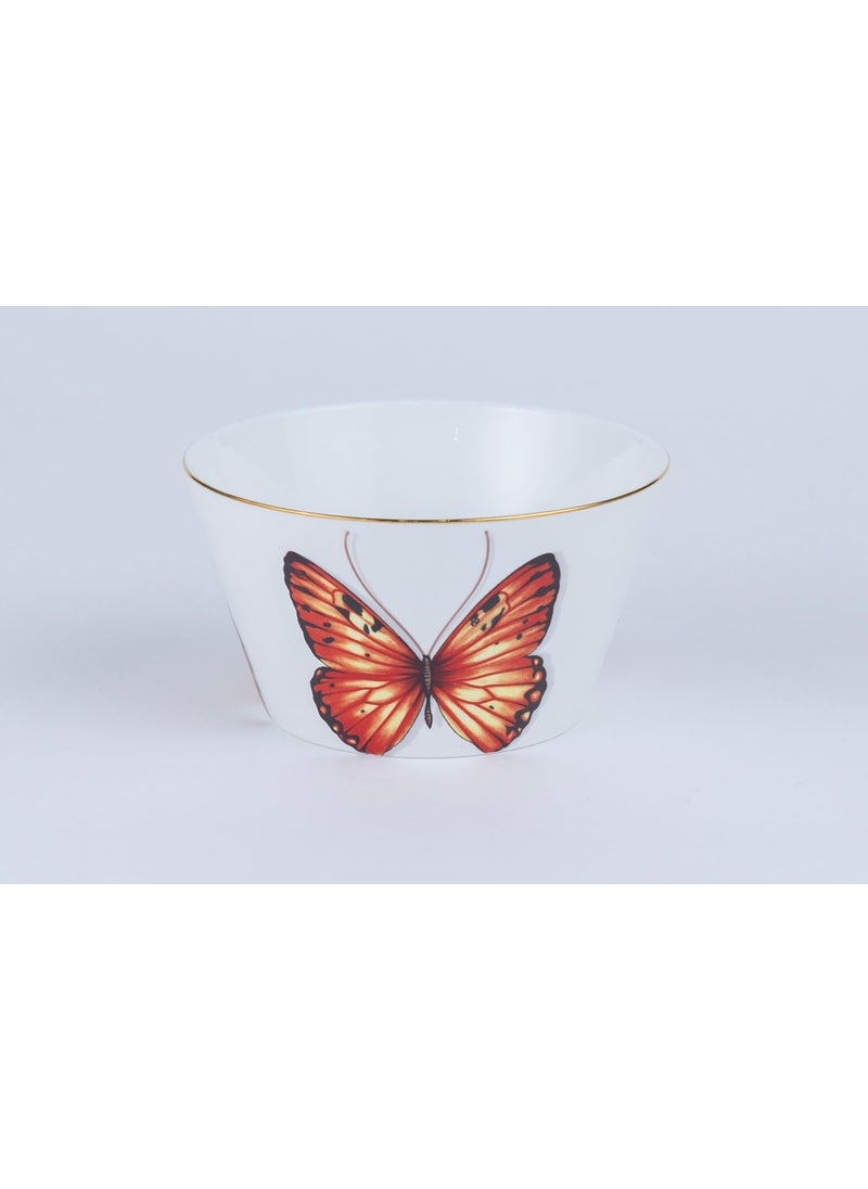 GOLDEN QUEENS Handcrafted Ceramic Butterfly Bowls 2 Pcs Set 450ml Ideal for Fruits Cereals and More BPA LeadFree Snack Bowls 5 Inch Wide Fiery Red Monarch Butterfly Bowls
