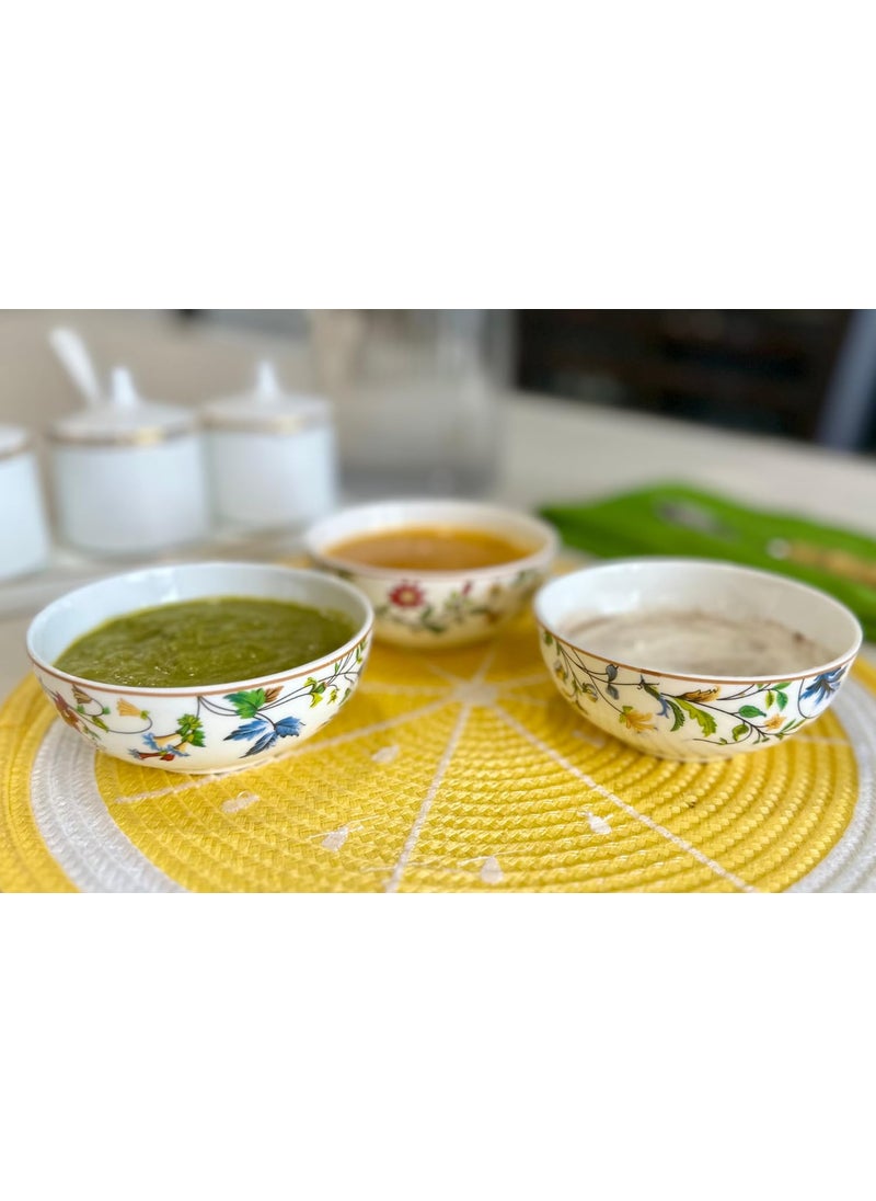 GOLDEN QUEENS Small Serving Bowls Set of 6 Perfect for Snacks Fruits Dessert Salad dips Microwave Safe 4 Inch Wide Summer Floral Bowls