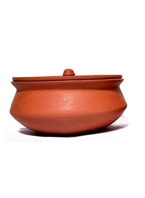Bhanvi 750ml Unpolished Clay Curd Pot Handi Dahi Handi Serving Bowl MudMittiTerrocotta Handi Handmade Yogurt Handi with Lid Earthen Handi 750 ml Small Handi for Kitchen with Lid
