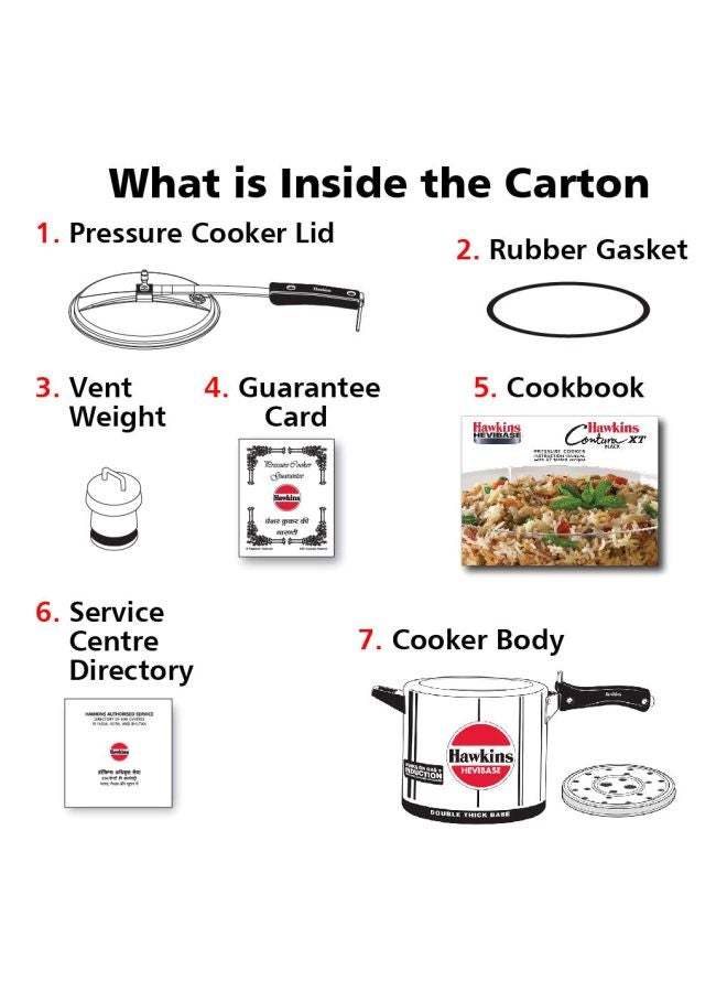 6.5 Liters Havibase Aluminium Pressure Cooker,Induction Compatible,Silver Silver/Black 6.5Liters