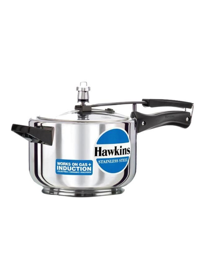 4 Liters Stainless Steel Pressure Cooker,With Inner Lid ,Induction Compatible,Silver Silver/Black 4Liters