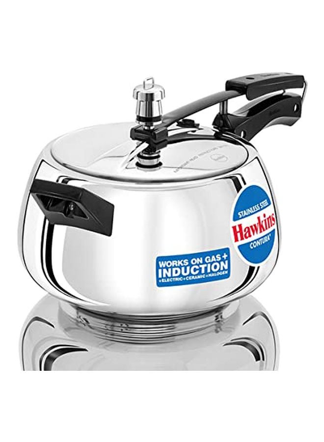 4 Liters Stainless Steel Pressure Cooker,With Inner Lid ,Induction Compatible,Silver Silver/Black 4Liters