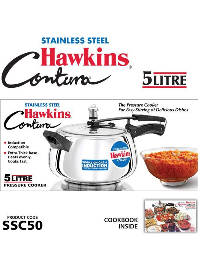 4 Liters Stainless Steel Pressure Cooker,With Inner Lid ,Induction Compatible,Silver Silver/Black 4Liters