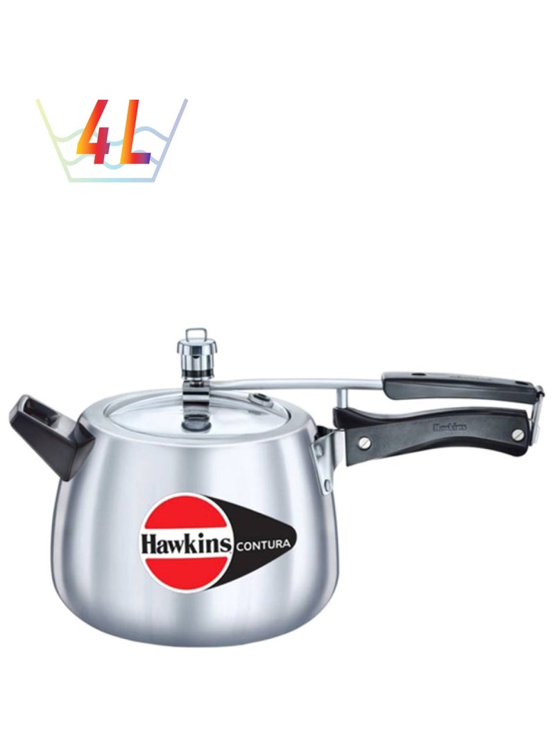 4 Liters Contura Aluminium Pressure Cooker,Silver Silver/Black
