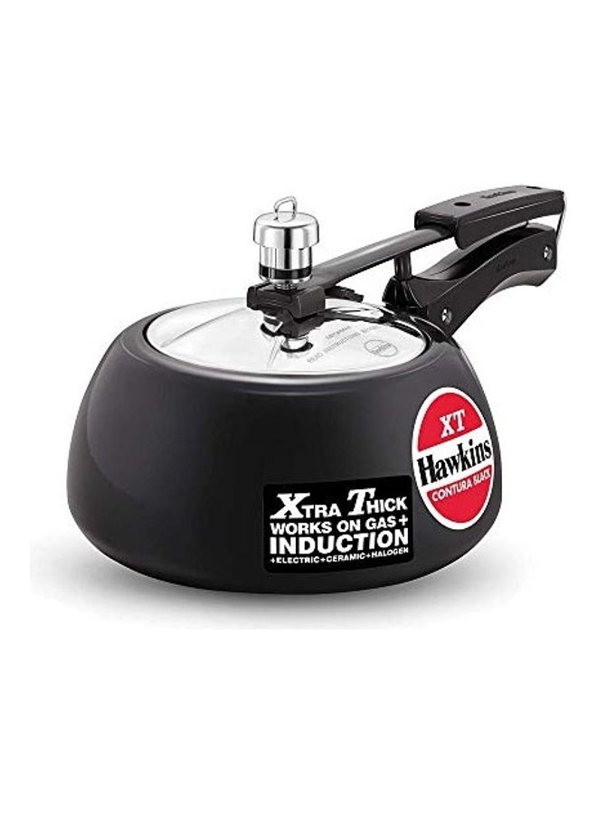 2 Liters Contura Black Xt Aluminium Pressure Cooker,With Inner Lid,Induction Compatible,Black Black/Silver 2Liters