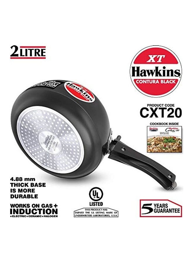 2 Liters Contura Black Xt Aluminium Pressure Cooker,With Inner Lid,Induction Compatible,Black Black/Silver 2Liters