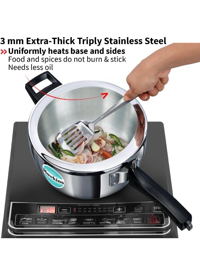 2.5 Liters Stainless Steel Pressure Cooker,With Inner Lid,Silver