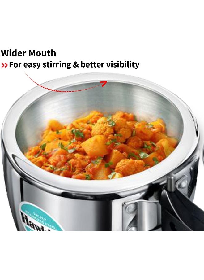2.5 Liters Stainless Steel Pressure Cooker,With Inner Lid,Silver