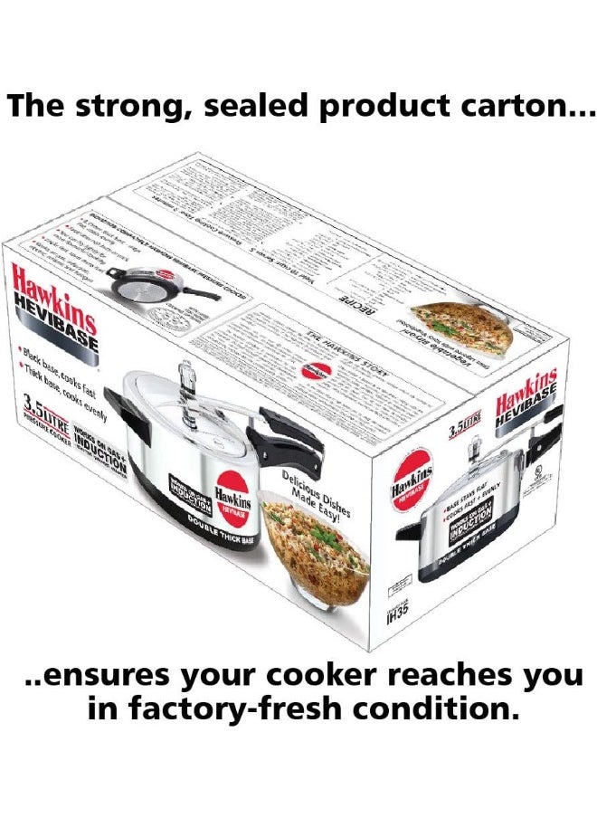 3.5 Liters Hevibase Aluminium Pressure Cooker,With Inner Lid Induction Compatible,Silver