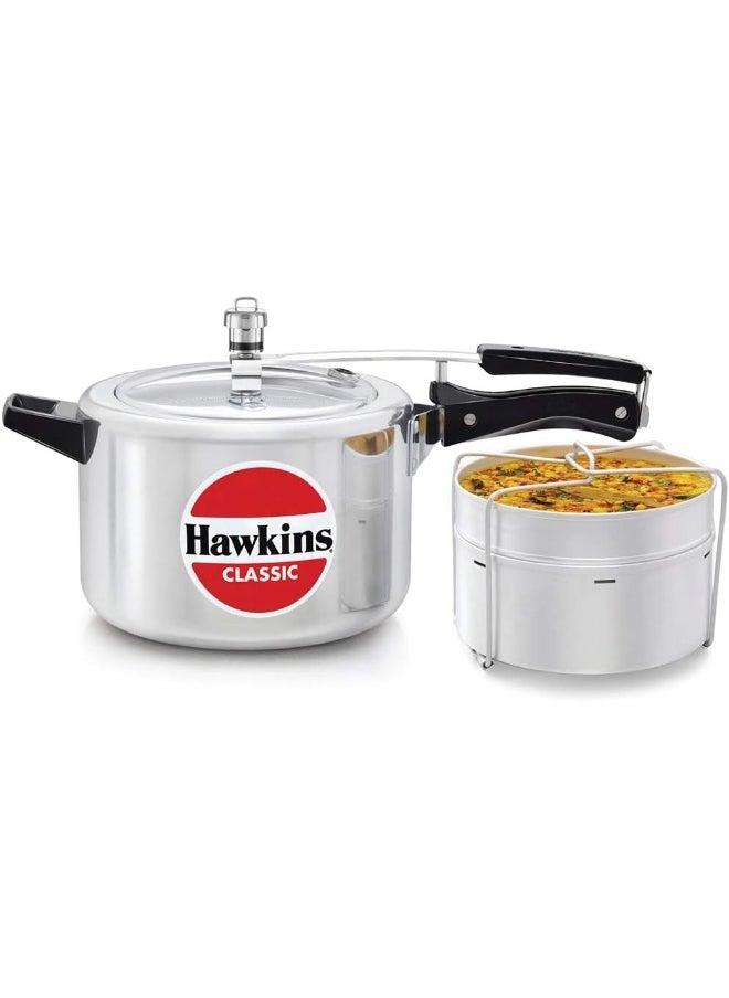 5 Liters Classic Aluminium Pressure Cooker,With Aluminium Separators,Silver
