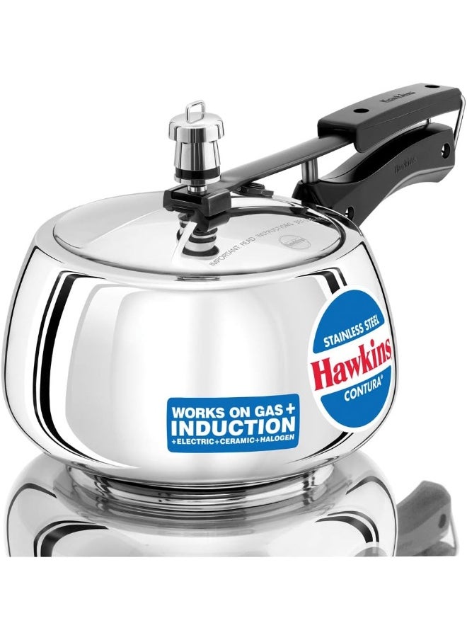 3 Liters Contura Stainless Steel Pressure Cooker,With Inner Lid,Induction Compatible,Silver