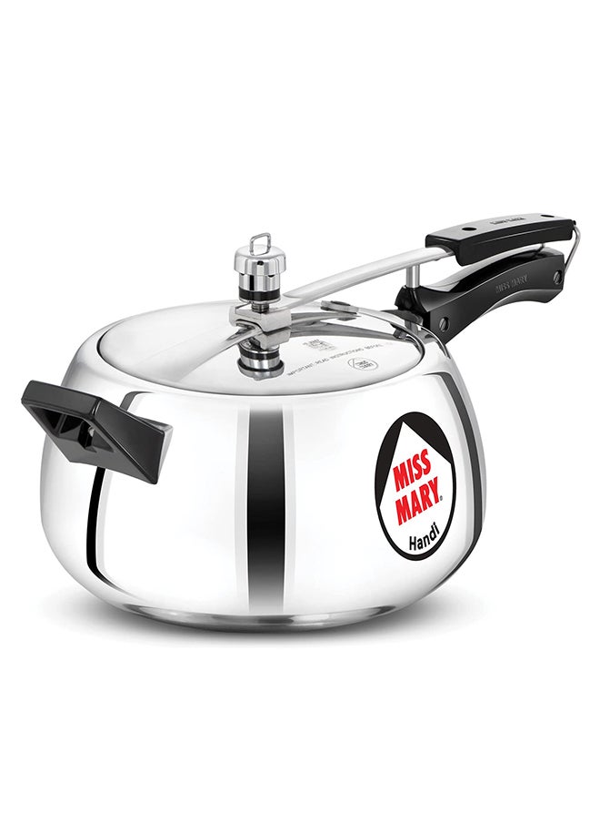 5Liters Miss Mary Handi Aluminium Pressure Cooker, Inner Lid Cooker, ‎Gas Stovetop Compatible (MMH50) Silver
