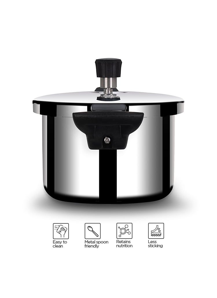 ARTTDINOX Stellar Stainless Steel Triply 5 Ltr Mirror finish Pressure Cooker with Gasket Rivetless Handle Induction Gas Base 7 Yrs Warranty Jindal Stainless