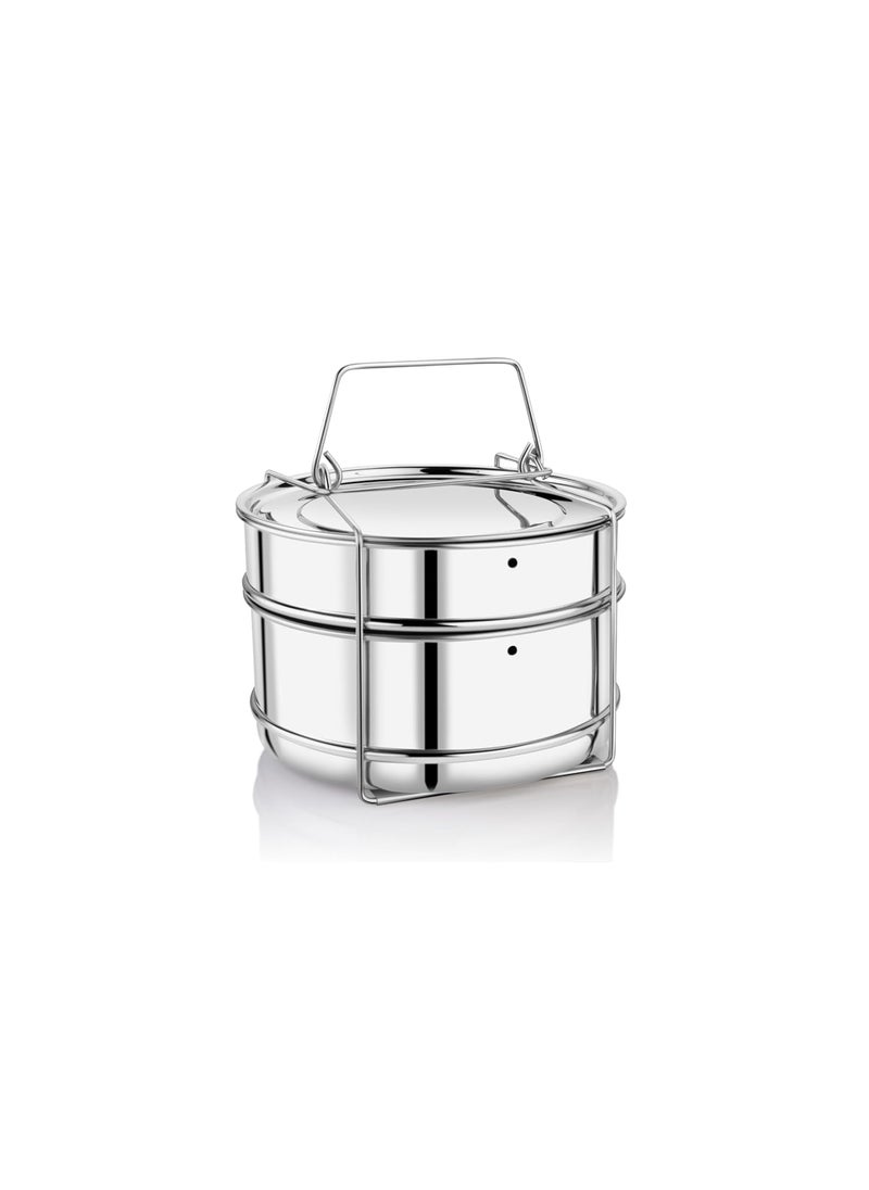 Durochef Stainless Steel Cooker Separator Suitable for 3 Litres Prestige Popular and Popular Plus Outer Lid Pressure Cookers 2 Containers with Lifter Dimension 15x15x11 cm