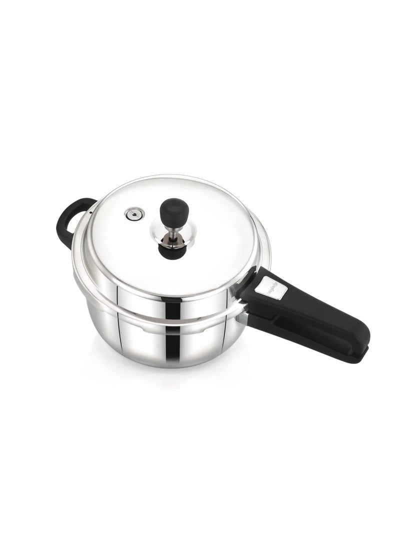 Praylady Stainless Steel Pressure Cooker with Outer Lid Induction Compatible Pressure Cooker Cooker Capacity 3 Litre Silver
