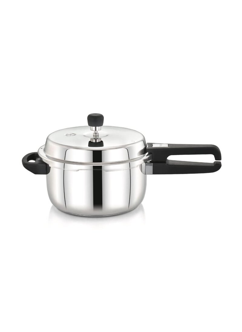 Praylady Stainless Steel Pressure Cooker with Outer Lid Induction Compatible Pressure Cooker Cooker Capacity 3 Litre Silver