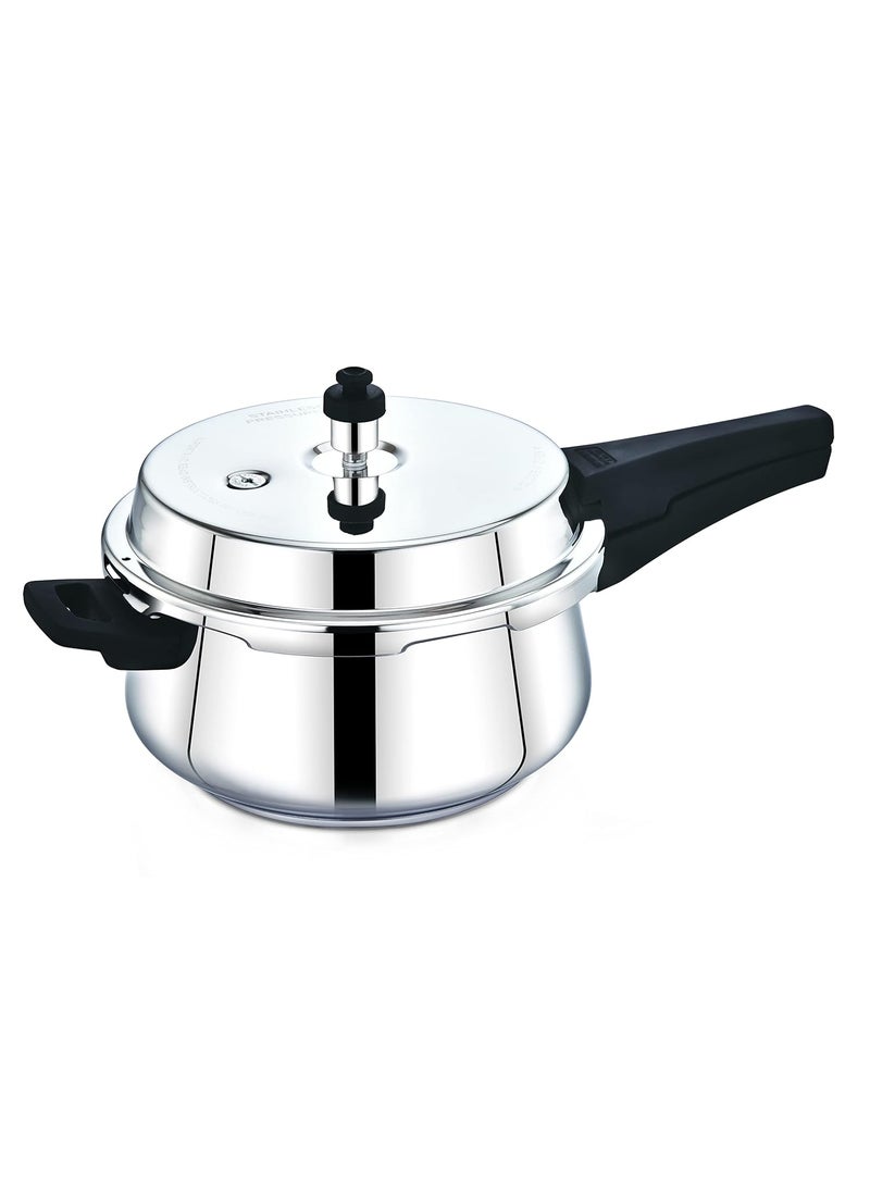 Praylady Stainless Steel Pressure Cooker with Outer Lid Pressure Cooker Capacity 35 Litre Silver
