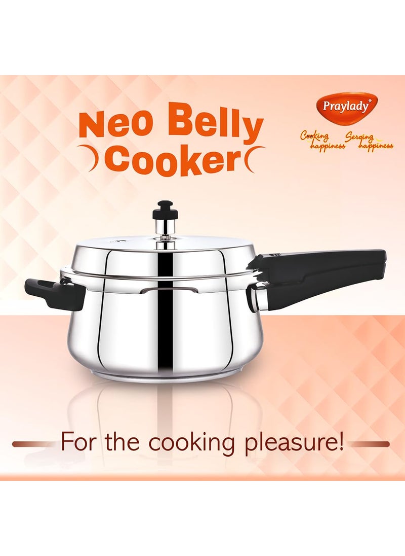 Praylady Stainless Steel Pressure Cooker with Outer Lid Pressure Cooker Capacity 35 Litre Silver