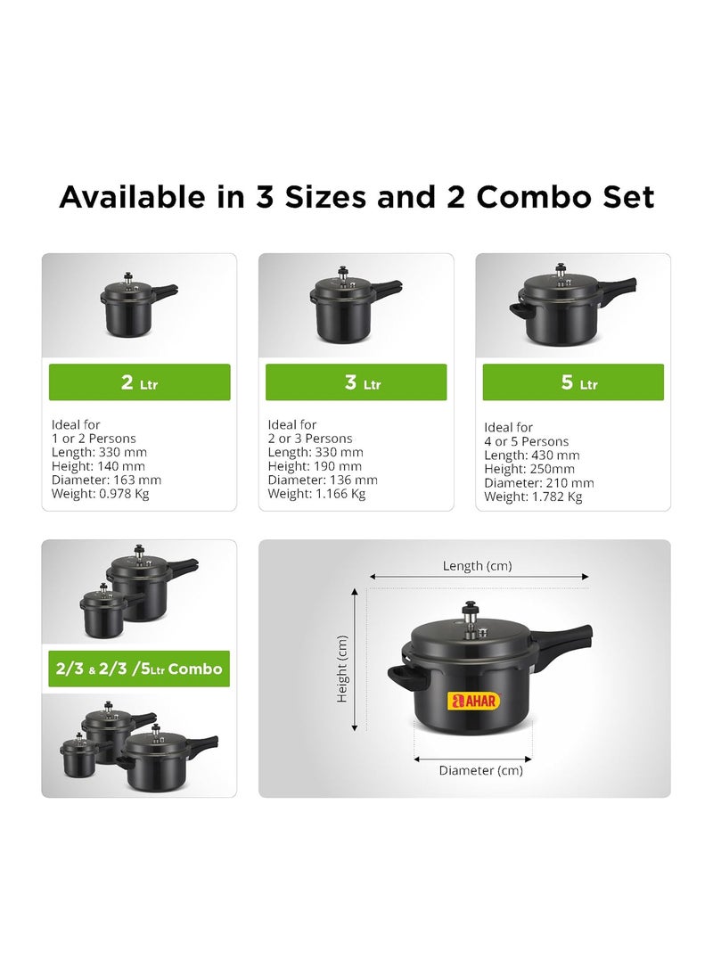 Ahar Hard Anodised Regular Outer lid Pressure Cooker5 Litre