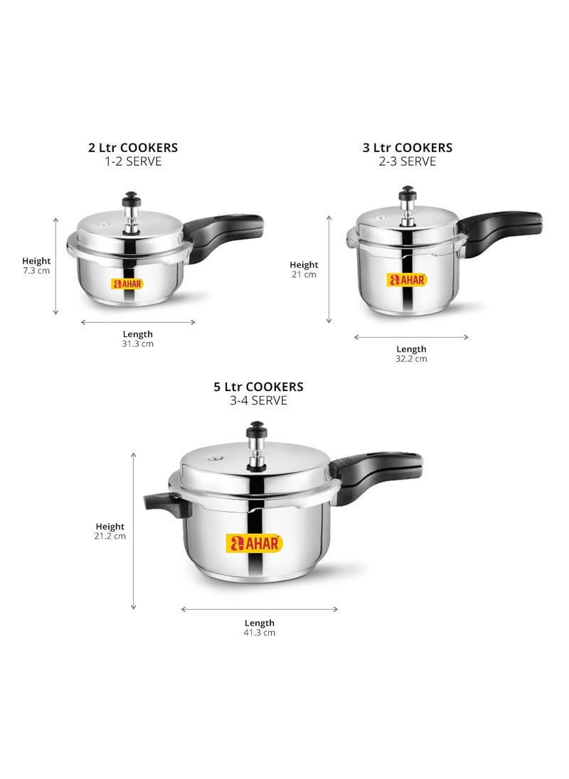 Ahar Stainless Steel Regular Outer Lid Pressure Cooker5 Litre