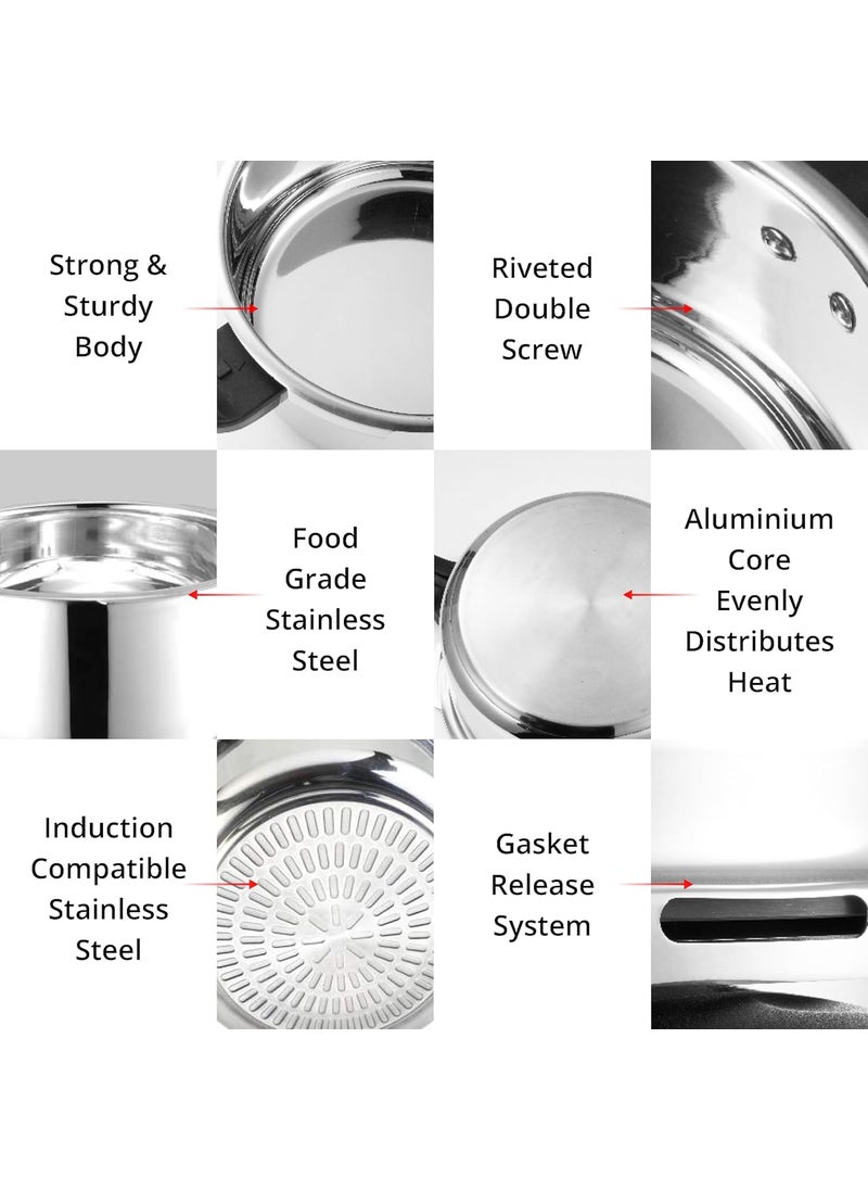 Ahar Stainless Steel Regular Outer Lid Pressure Cooker5 Litre