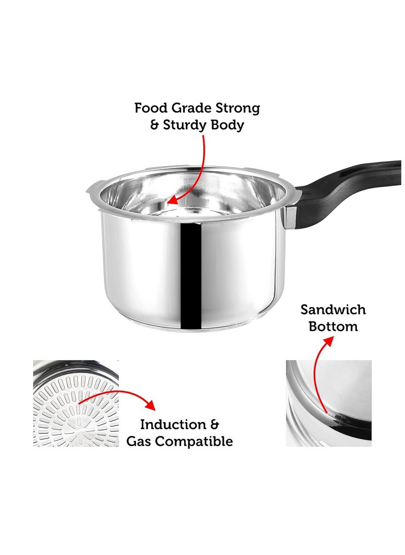 Pannikin Stainless Steel with Induction Base Outer Lid Pressure Cooker 3 Litres Silver
