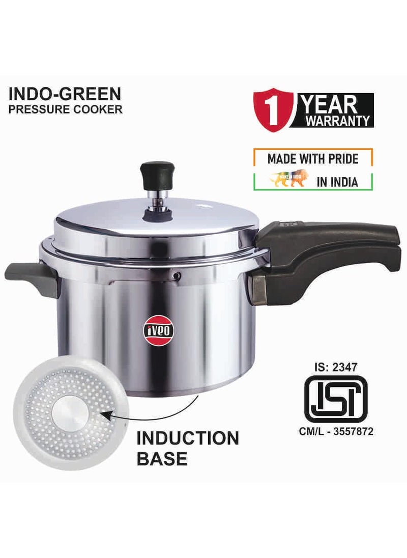 Iveo Indogreen Aluminium Outer Lid Induction Base Pressure cooker 5ltrs With 1 Year warranty
