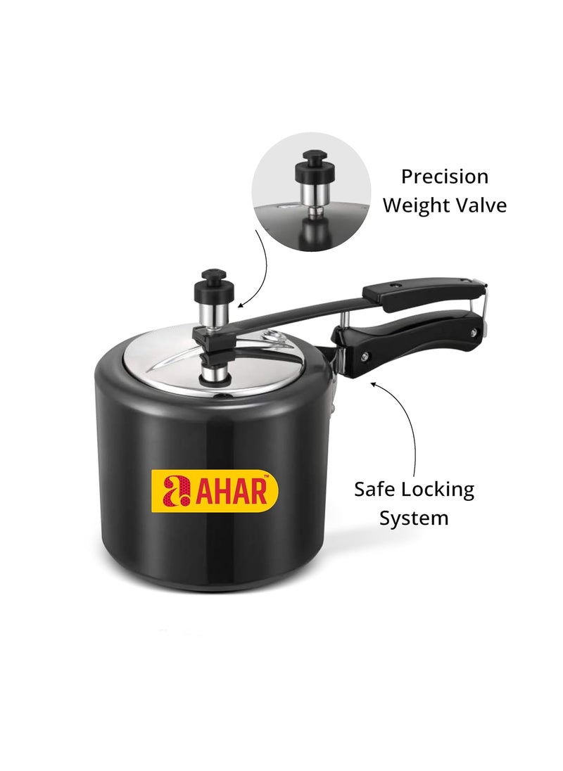 Ahar Hard Anodised Induction Base Body With Stainless Steel Inner Lid Pressure Cooker 3 Liter