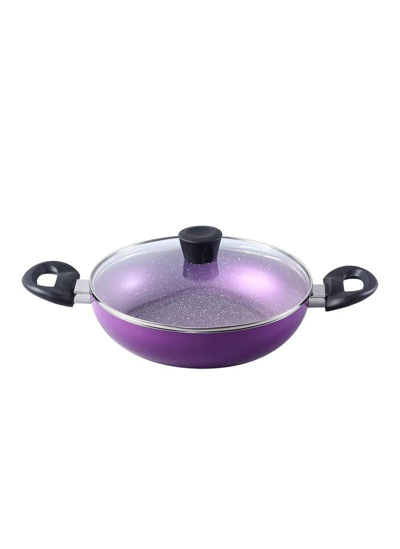 Wonderchef Tivoli Kadhai 24 Cm Diameter with Lid 2 L Capacity Aluminium NonStick Induction Bottom