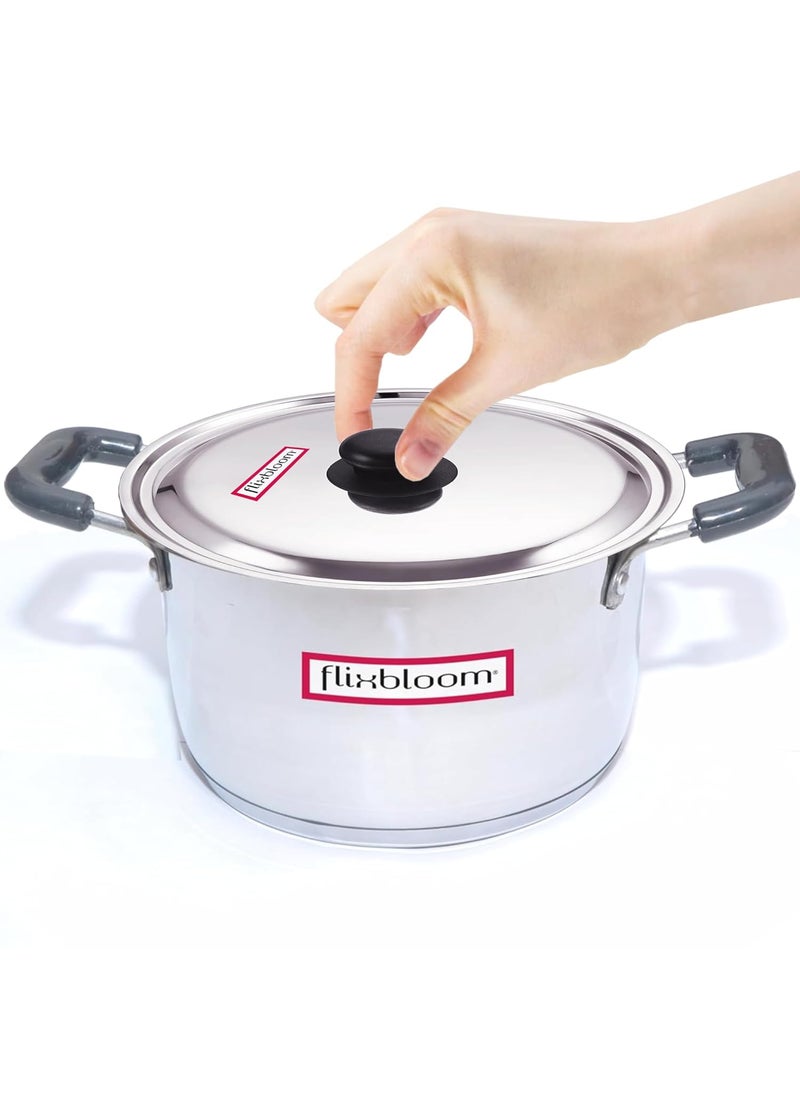 Flixbloom Max Large 55 Litre Stainless Steel Cook Serve TriplyBase Handi Kitchen Casserole with Lid Saucepot Stove Induction Friendly Cookware with Lid Cooking Pot BPA Free Food Grade Steel