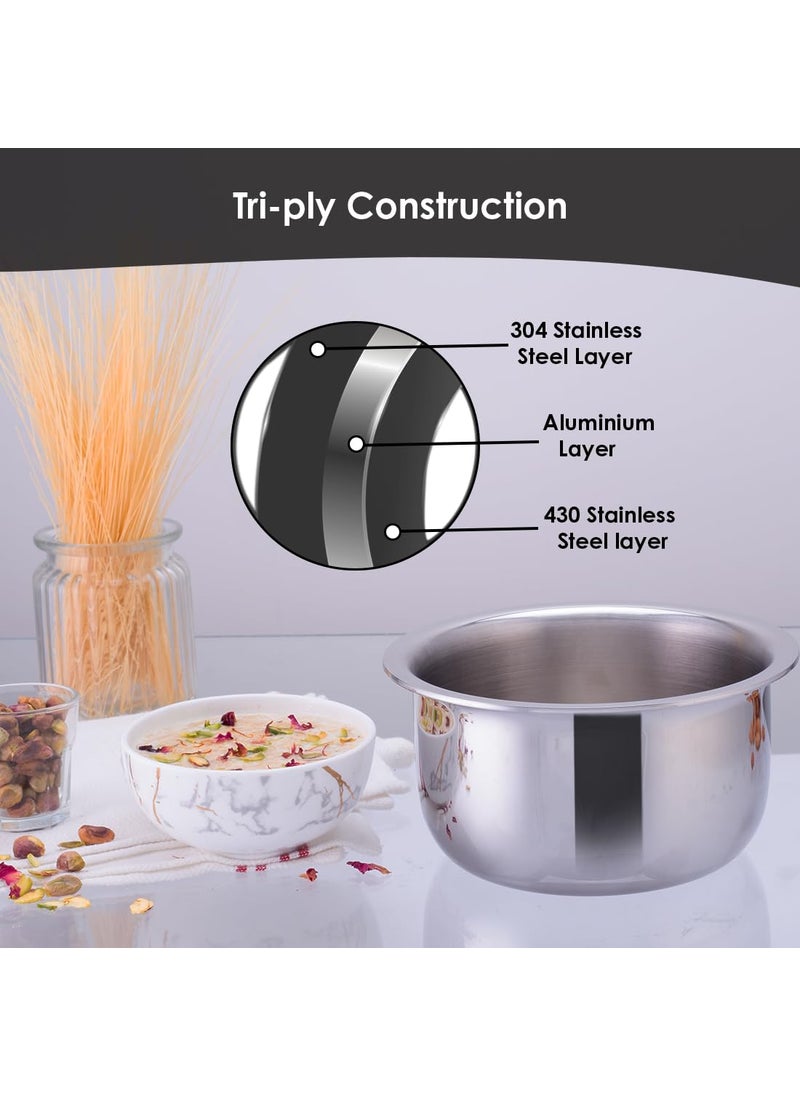 Wonderchef Nigella Triply Stainless Steel 18 cm Cooking Pot 26mm Thickness Silver