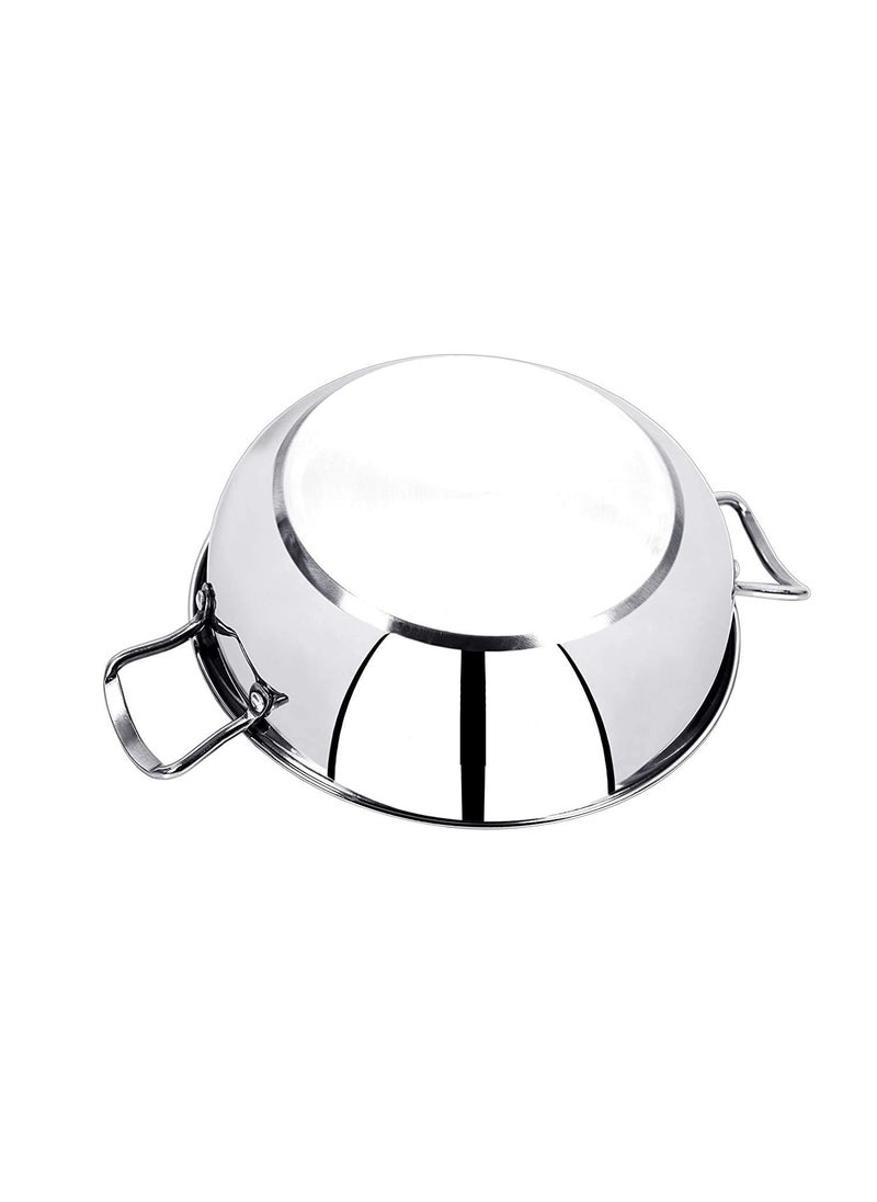 Bartan Star Stainless Steel Induction Base Kadhai with Lid 4 Litre