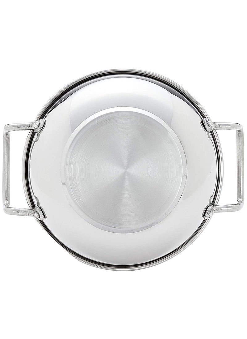Bartan Star Stainless Steel Induction Base Kadhai with Lid 4 Litre
