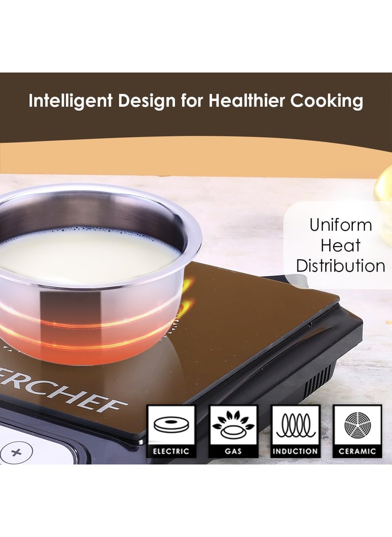 Wonderchef Nigella Triply Stainless Steel 16 cm Cooking Pot 26mm Thickness Silver