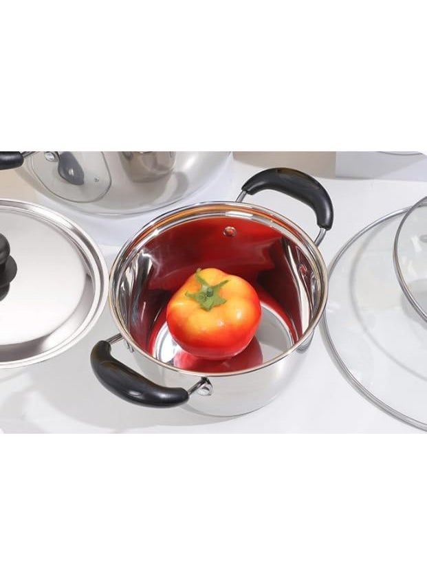 Flixbloom Max 4 Litre Stainless Steel Cook Serve TriplyBase Handi Kitchen Casserole with Lid Saucepot Stove Induction Base Cookware with Lid Cooking Pot BPA Free Food Grade Steel