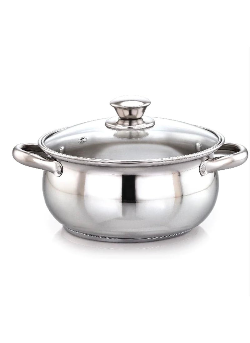 Praylady Stainless Steel 3 Ply Stock Pot with LidDelight Series Belly Stock Pot 20 CM Silver