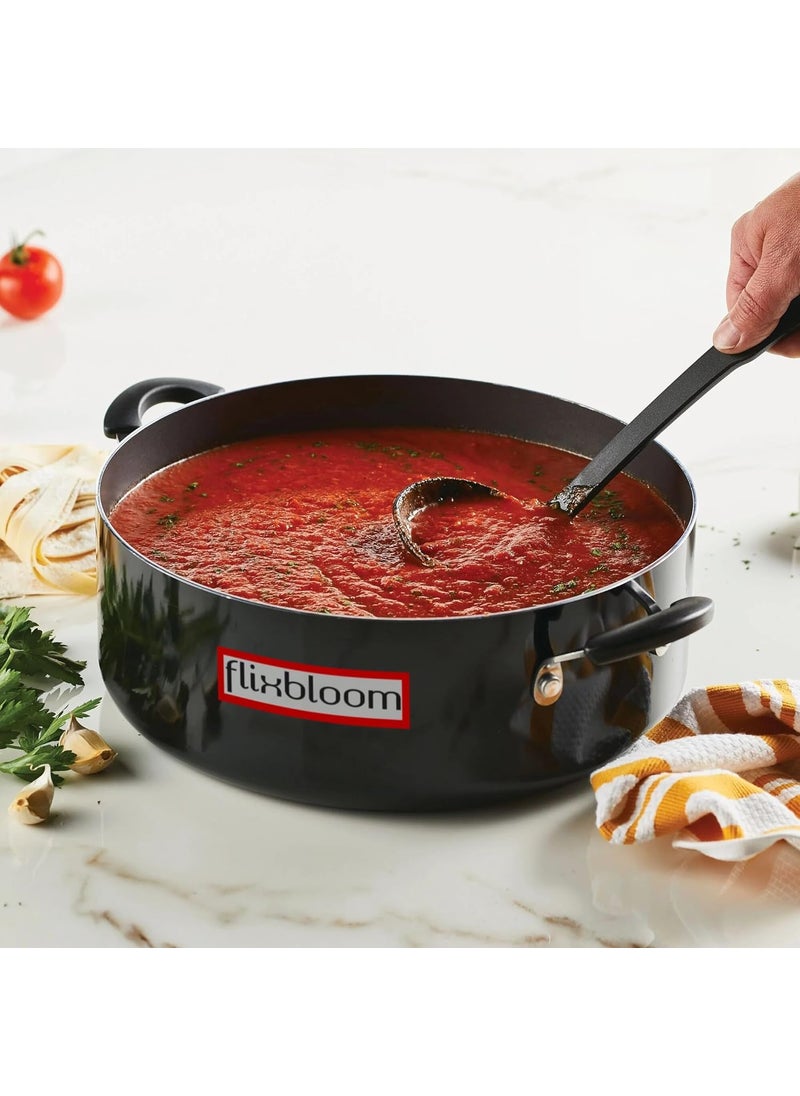 Flixbloom Edge Black Induction Base Hard Anodised Deep Utensil Cookware Sauce PotCooking Handi with Stainless Steel Lid 2 Litre