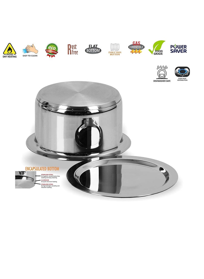 Bartan Star Stainless Steel Flat Induction Bottom Tope with Lid 3000ml