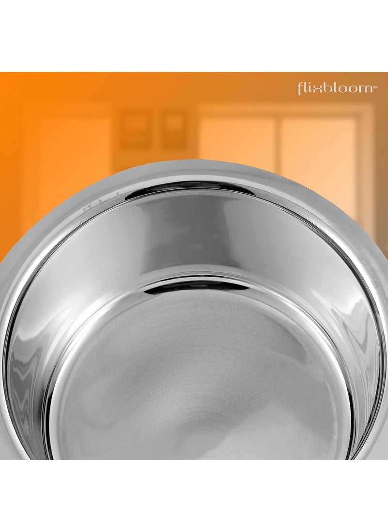 Flixbloom Stainless Steel Heavy Bottom Induction Base LPG Gas Stovetop Compatible Cookware Set TopeBhagonaHandiPatilaTapeli for Milk Water etc Combo Set 234 Litre
