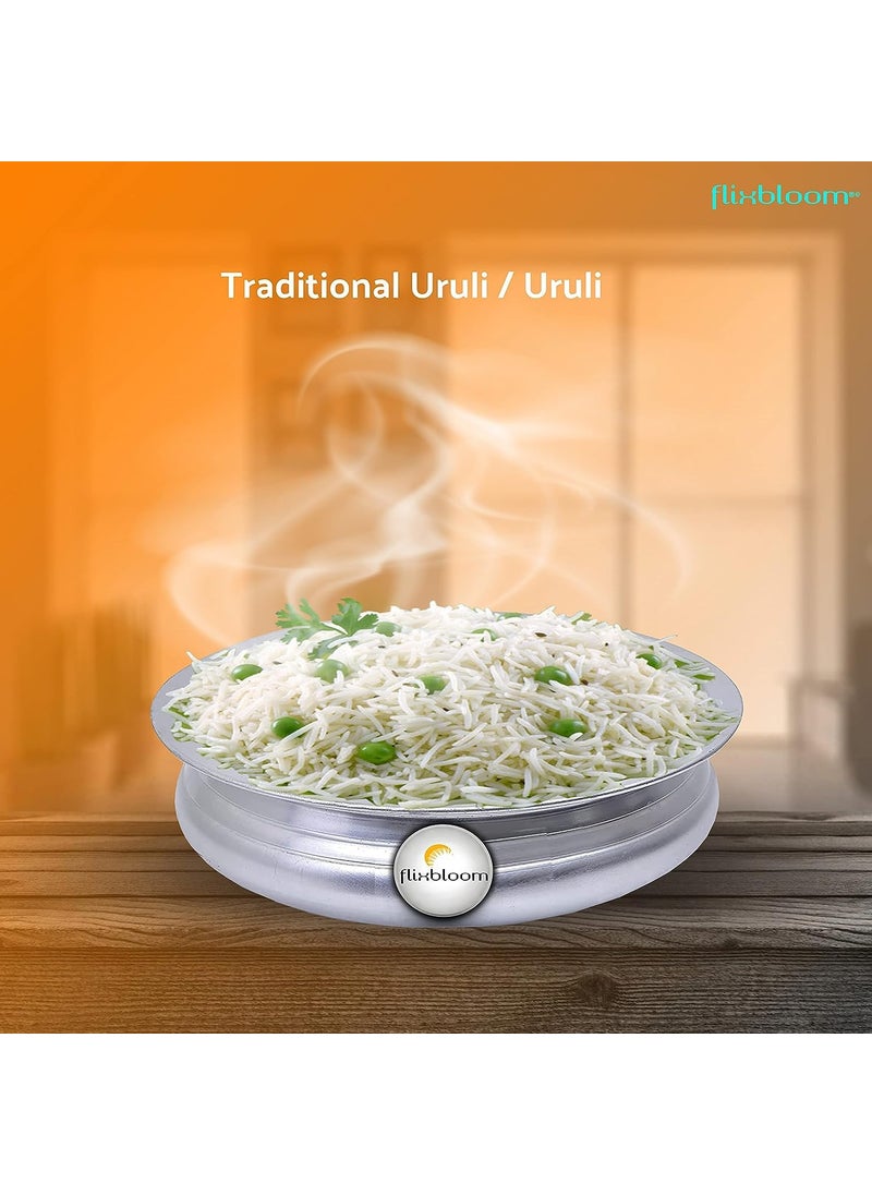 Flixbloom Select Kitchen Traditional Virgin Food Grade Aluminium Induction Base Stovetop Compatible UrliUruli for Cooking UruliUrli with Lid 4 Litre
