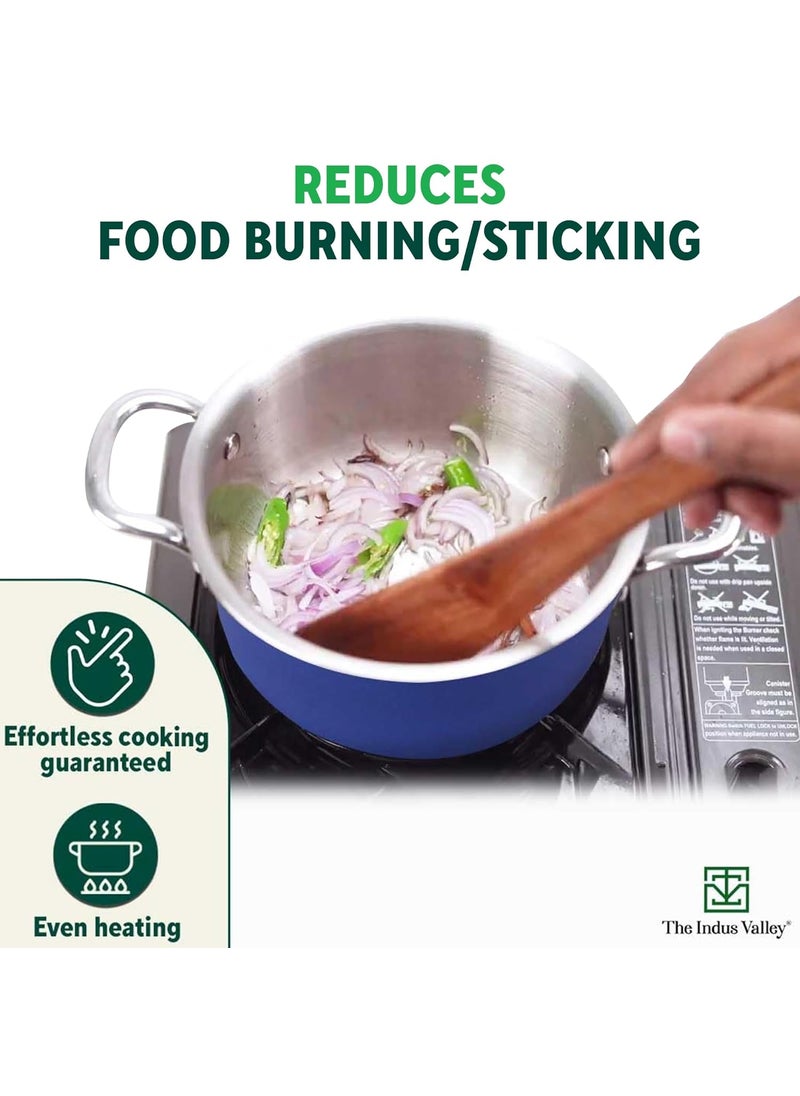 The Indus Valley Stainless Steel Stock PotHandiMilk Pan with Steel Lid Small 165cm65 inch 19Ltr 075kg Induction friendly 3Layer Thick Bottom 100 Pure Toxinfree