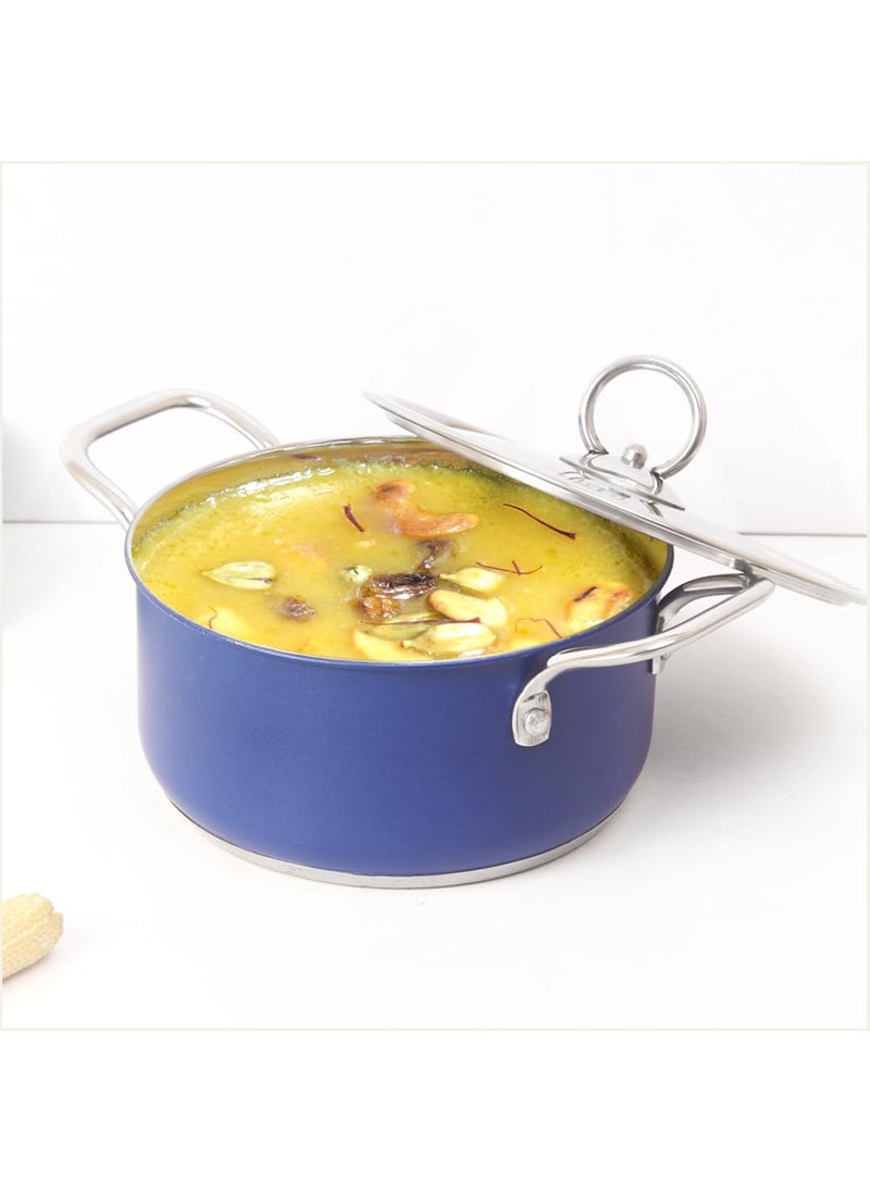 The Indus Valley Stainless Steel Stock PotHandiMilk Pan with Steel Lid Small 165cm65 inch 19Ltr 075kg Induction friendly 3Layer Thick Bottom 100 Pure Toxinfree