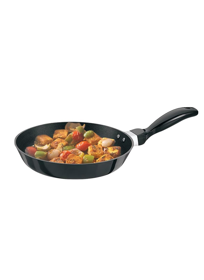 SAVYA HOME Non Stick Frying Pan 26 cm Stove Induction Cookware Minimal Oil Cooking Easy Grip Handle 3 Layer Non Stick Coating NonToxic Lightweight 2 Year Warranty Black Colour